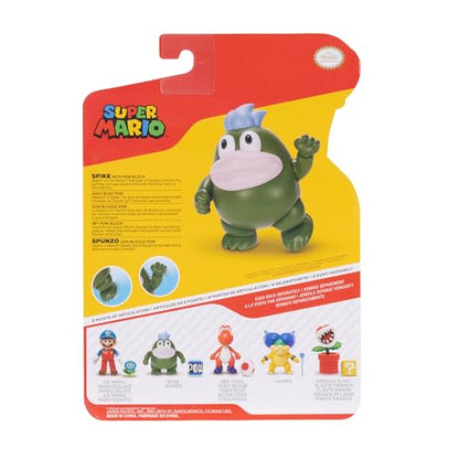 New Nintendo Super Mario 4-Inch Spike Poseable Figure with Pow Block Accessory