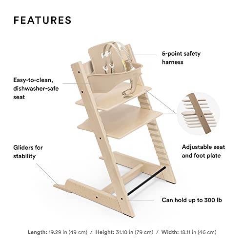 Tripp Trapp High Chair from Stokke includes Baby Set with Removable Harness (Natural)