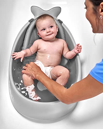 New Skip Hop Baby Bath Tub, 3-Stage Smart Sling Tub, Moby, Grey