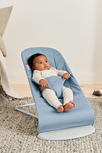 New BabyBjörn Bouncer Bliss, Cotton - Petal Quilt Blue