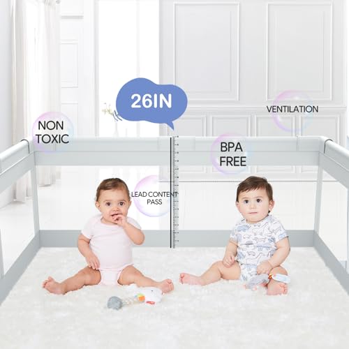 Fodoss Baby Playpen for Babies & Toddlers, 47x47" (Light Grey)