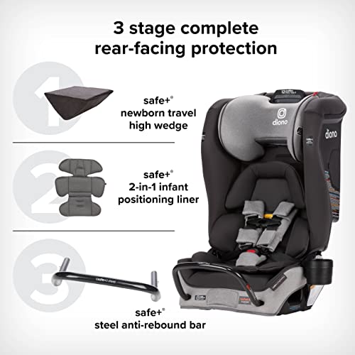 New Diono Radian 3RXT SafePlus - 4-in-1 Convertible Car Seat, Rear & Forward Facing, 3-Stage Protection, 10-Year Use, Slim Fit, Gray Slate