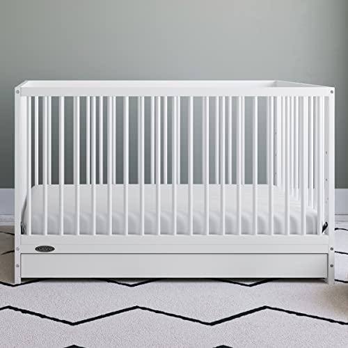 New Graco Teddi 4-in-1 Convertible Mini Crib with Bonus Water-Resistant Mattress (White)