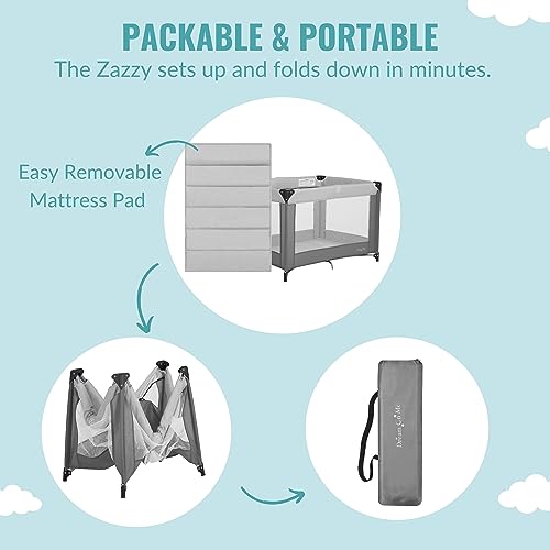 New Dream On Me Zazzy Portable Playard with Bassinet (Grey)