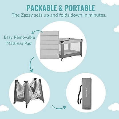 New Dream On Me Zazzy Portable Playard with Bassinet (Grey)