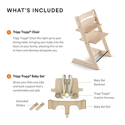 Tripp Trapp High Chair from Stokke includes Baby Set with Removable Harness (Natural)