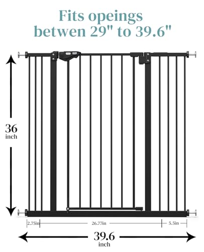 New InnoTruth 36" Tall Auto Close Safety Gate Crafted for Child Protection with 2.24" Slots (Black)