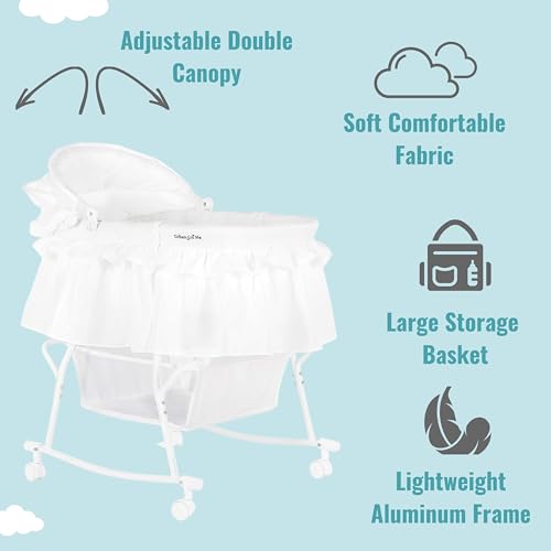 New Dream On Me Lacy Portable 2-in-1 Bassinet & Cradle (White)