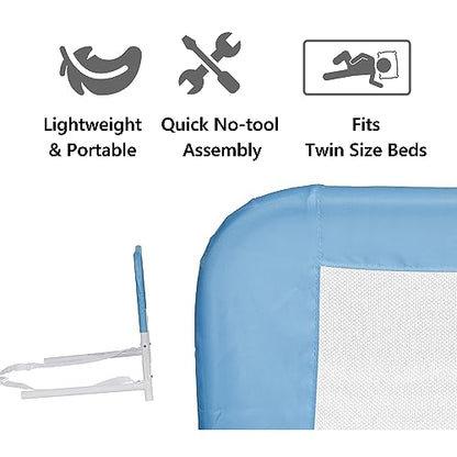 Dream On Me Adjustable Mesh Bed Rail, Two Height Levels (Blue)