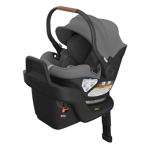 New UPPAbaby Aria Lightweight Infant Car Seat Greyson (Charcoal Mélange/Saddle Leather)