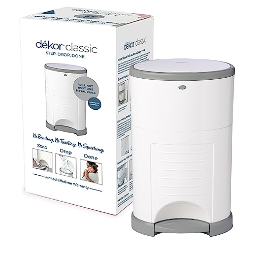 Diaper Dekor Classic Hands-Free Diaper Pail (White)