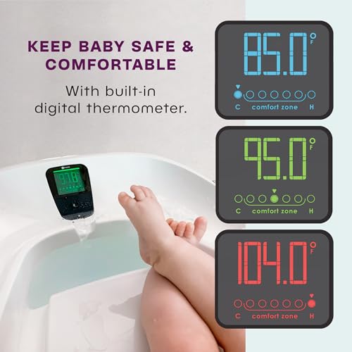 New 4moms Cleanwater Tub, 3-in-1 Grow-with-Me Baby Bathtub with Digital Thermometer