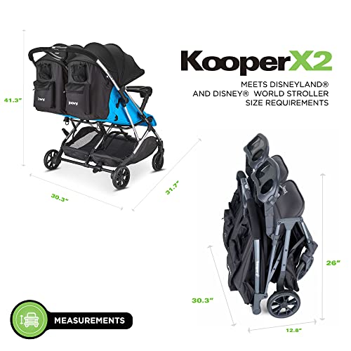 New Joovy Kooper X2 Double Stroller Lightweight Travel Stroller (Glacier Blue)