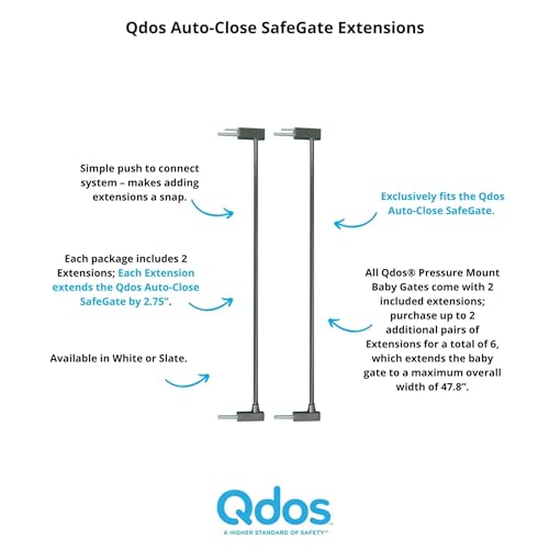 Qdos Auto-Close SafeGate Baby Gate Extensions - Set of 2 (Slate)