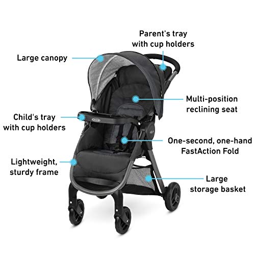 Graco FastAction SE Travel System | Includes Quick Folding Stroller (Redmond)