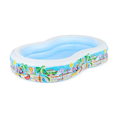 New Intex 8.5ft x 5.25ft x 18in Swim Center Paradise Seaside Inflatable Kiddie Pool with Drain Plug