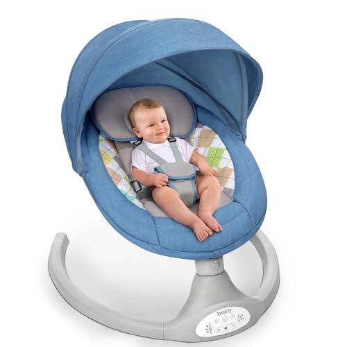 New Bioby Baby Swing: 5-Speed Electric Bouncer with Remote (Blue)