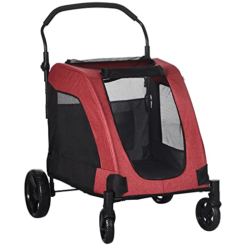 New PawHut Dog Stroller for Medium and Large Dogs (Red)