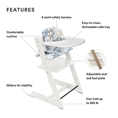 New Stokke Tripp Trapp High Chair Complete White, Waves Blue Cushion