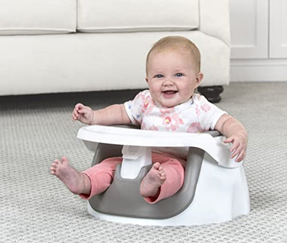 New Regalo 2-in-1 Booster Seat, Floor Seat with Removable Feeding Tray (Gray)