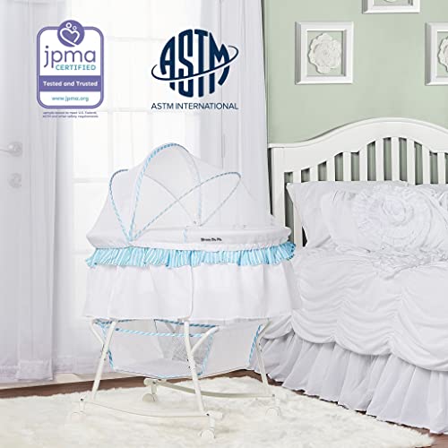 New Dream On Me Lacy Portable 2-in-1 Bassinet & Cradle (Blue and White)