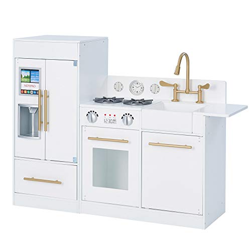 New Teamson Kids Little Chef Charlotte Modular Wooden Play Kitchen (White with Gold Finishes)