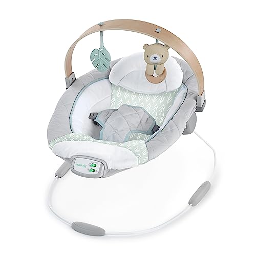 New Ingenuity Cozy Spot Soothing Baby Bouncer with Wooden-Toy Arch, 0-6 Months, Grey