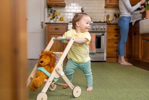 LOVEVERY The Buddy Wooden Toy Doll Stroller for Pretend Play