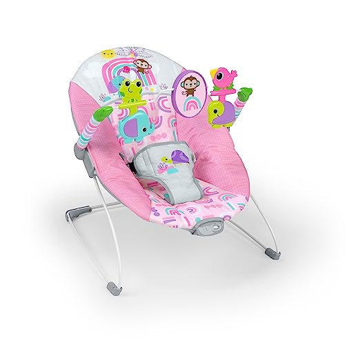 New Bright Starts Pink Paradise Portable Baby Bouncer