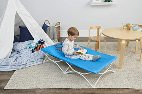 New Regalo My Cot Pals Small Single Portable Toddler Bed (Raccoon, Blue)