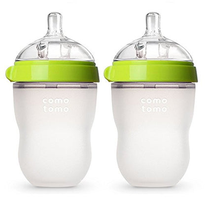 New Comotomo Baby Bottle, Green, 8 oz (2 Count)