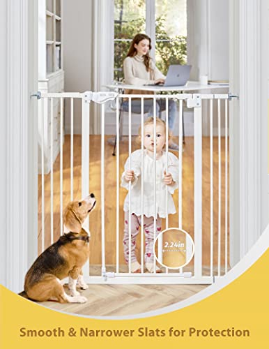 InnoTruth Baby Gate for Stairs and Doorways 29"- 39.6", Extra 36" Tall Dog Gate (White)