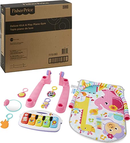 New Fisher-Price Baby Playmat Deluxe Kick & Play Piano Gym (Pink)