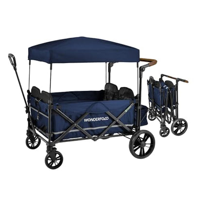 WONDERFOLD X4 Push & Pull Quad Stroller Wagon (4 Seater) - Navy