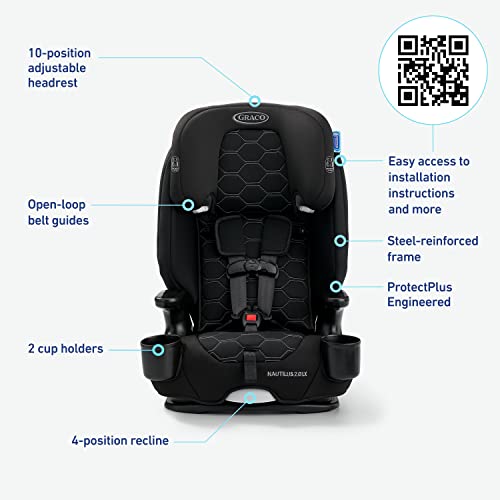 New Graco Nautilus 2.0 LX 3-in-1 Harness Booster Car Seat ft. InRight Latch (Hex)