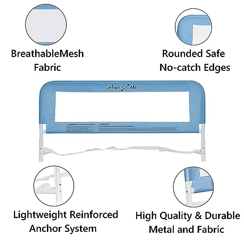 Dream On Me Adjustable Mesh Bed Rail, Two Height Levels (Blue)