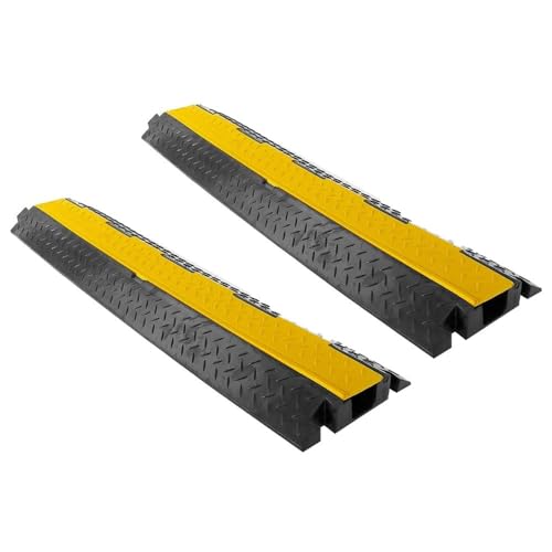 New Pyle Cable Protector Floor Cover Ramp, 1 Channel Rubber Cord Concealer, Heavy Duty Driveway Covering Armor - PCBLCO102X2 (Pair)