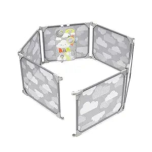 Skip Hop Expandable Baby Gate, Playview Enclosure (Silver Lining Cloud)