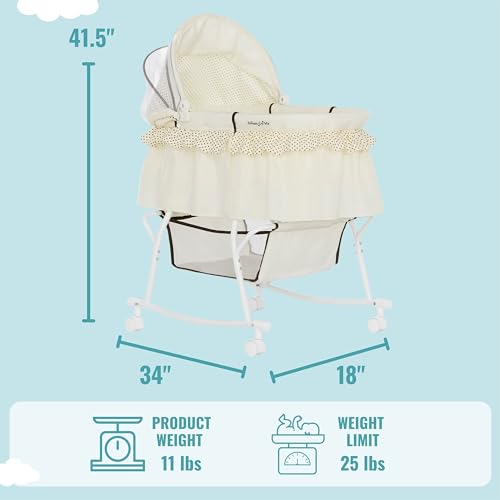 Dream On Me Lacy Portable 2-in-1 Bassinet & Cradle (Cream)