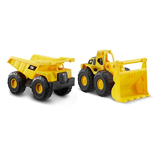 New CAT Construction Toys, 2 Pack 7" Mini Crew Toy Trucks with Articulated Parts