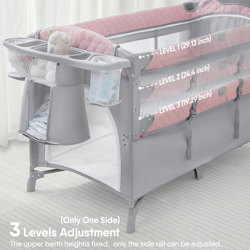 New ADOVEL Baby Bassinet Bedside Crib (Pink)