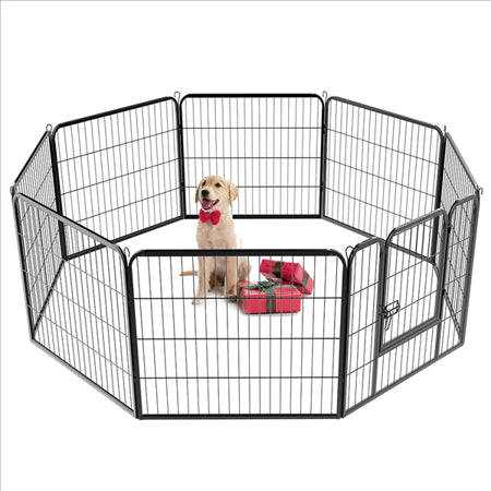 Yaheetech 32 H Heavy Duty Pet Playpen Black 8 Panel