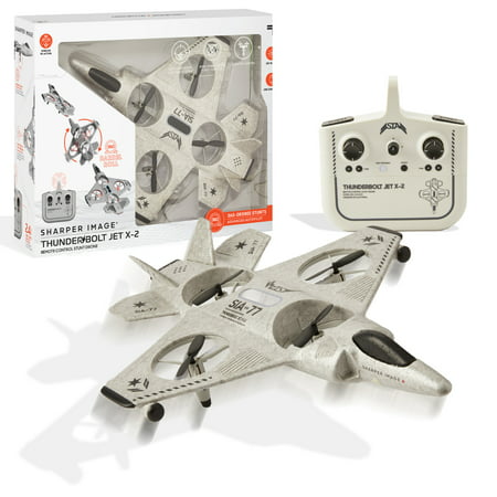 New Sharper Image Toy Rc Thunderbolt Jet X 2 Stunt Drone Set, 7 Piece - Gray