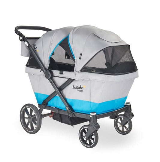 New Larktale Caravan Coupe - Compact 2-Seater Stroller Wagon (Gray/Blue)