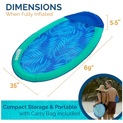 New SwimWays Spring Float Original Pool Lounge Chair (Teal Palm) (Blue-Green)