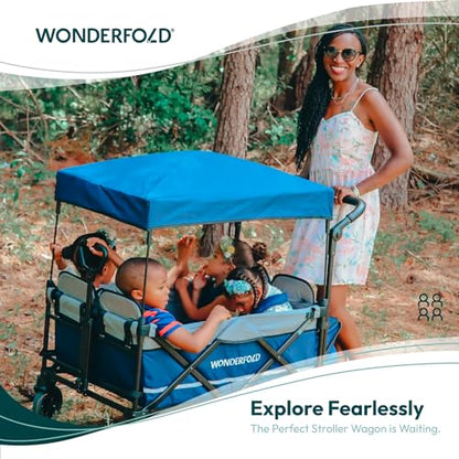 WONDERFOLD X4 Push & Pull Quad Stroller Wagon (4 Seater) - Navy