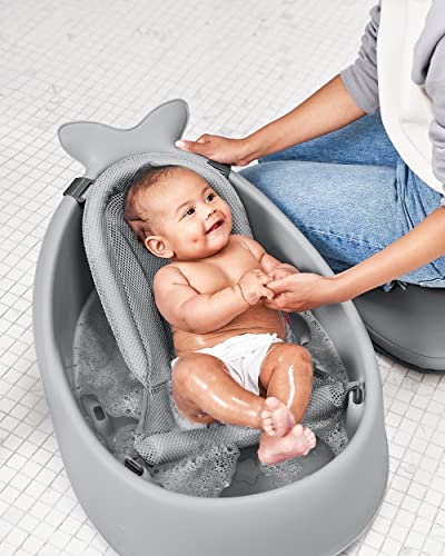 New Skip Hop Baby Bath Tub, 3-Stage Smart Sling Tub, Moby, Grey