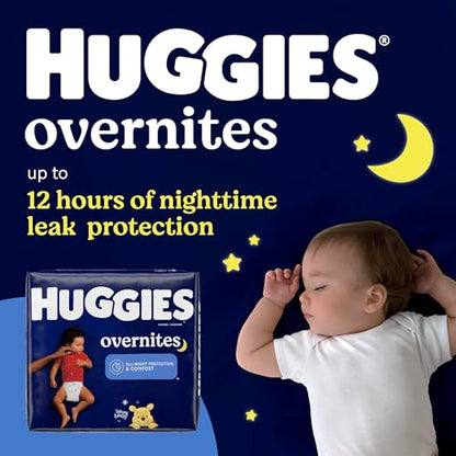 New Huggies Baby Diapers: Overnight Diapers, Size 4 (22-37 lbs), 116 Ct (2 Packs of 58)