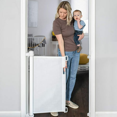 New YOOFOR Retractable Extra Wide Safety Kids or Pets Gate (White, 33"x55")