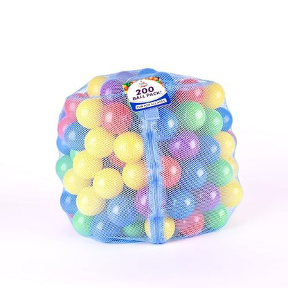 Sunny Days Entertainment 200 Ball Pit Balls for Kids – Plastic Ball Refill Pack for Kids | Phthalate and BPA Free Non-Toxic Plastic Ball Pack | Reusable Storage Bag with Zipper